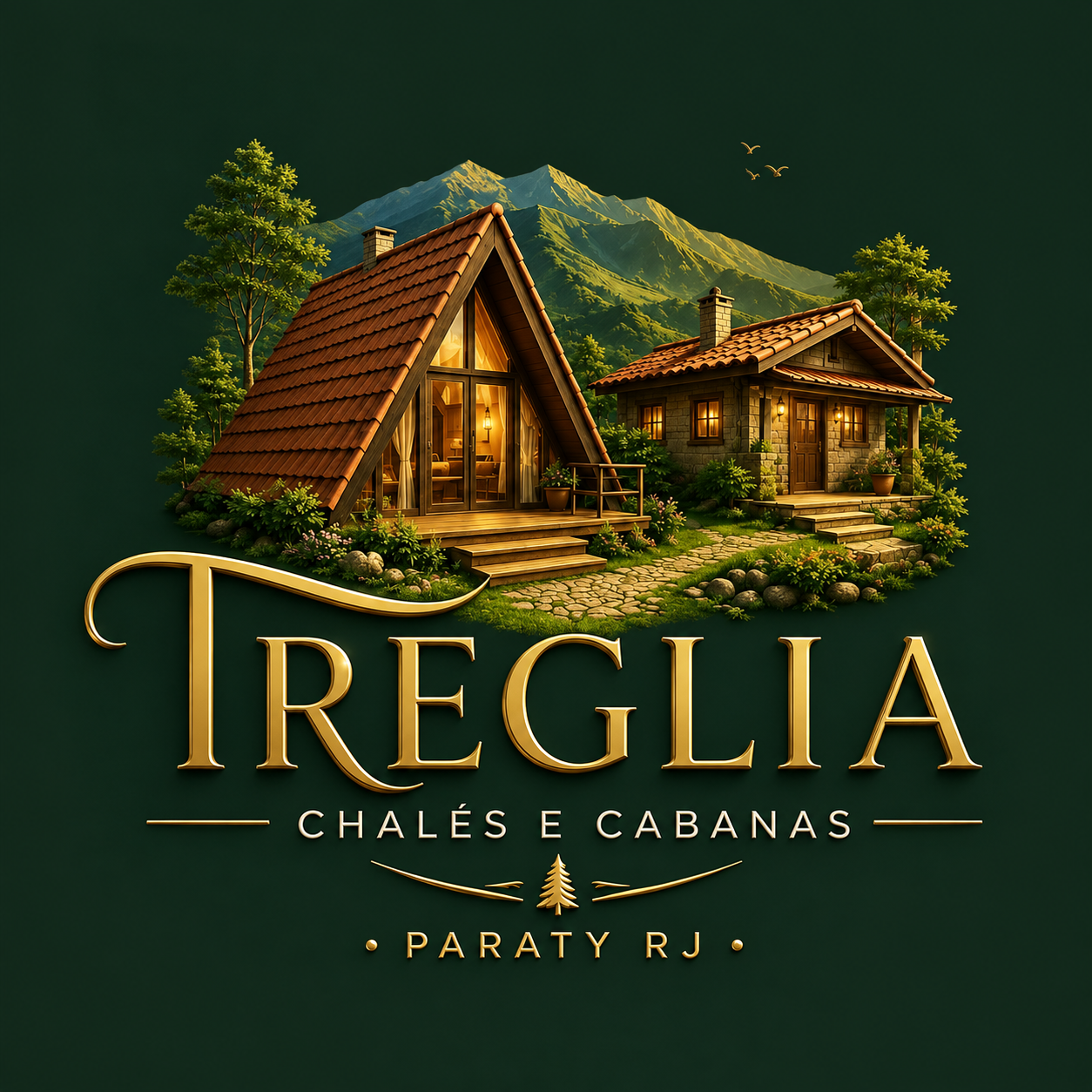 Logotipo Treglia Chalés e Cabanas, Paraty RJ